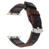 Canvas Nylon + Genuine Leather Watchband for iWatch Apple Watch 38mm 42mm Series 3 2 1
