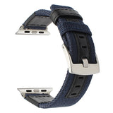Canvas Nylon + Genuine Leather Watchband for iWatch Apple Watch 38mm 42mm Series 3 2 1