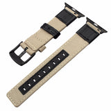 Canvas Nylon + Genuine Leather Watchband for iWatch Apple Watch 38mm 42mm Series 3 2 1