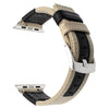 Canvas Nylon + Genuine Leather Watchband for iWatch Apple Watch 38mm 42mm Series 3 2 1