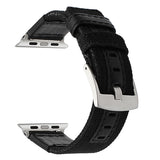 Canvas Nylon + Genuine Leather Watchband for iWatch Apple Watch 38mm 42mm Series 3 2 1